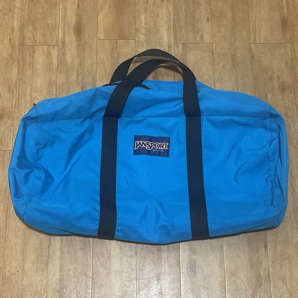 Vintage 80s 90s USA Jansport Blue Weekend Camping Duffle Bag Retro Lightweight